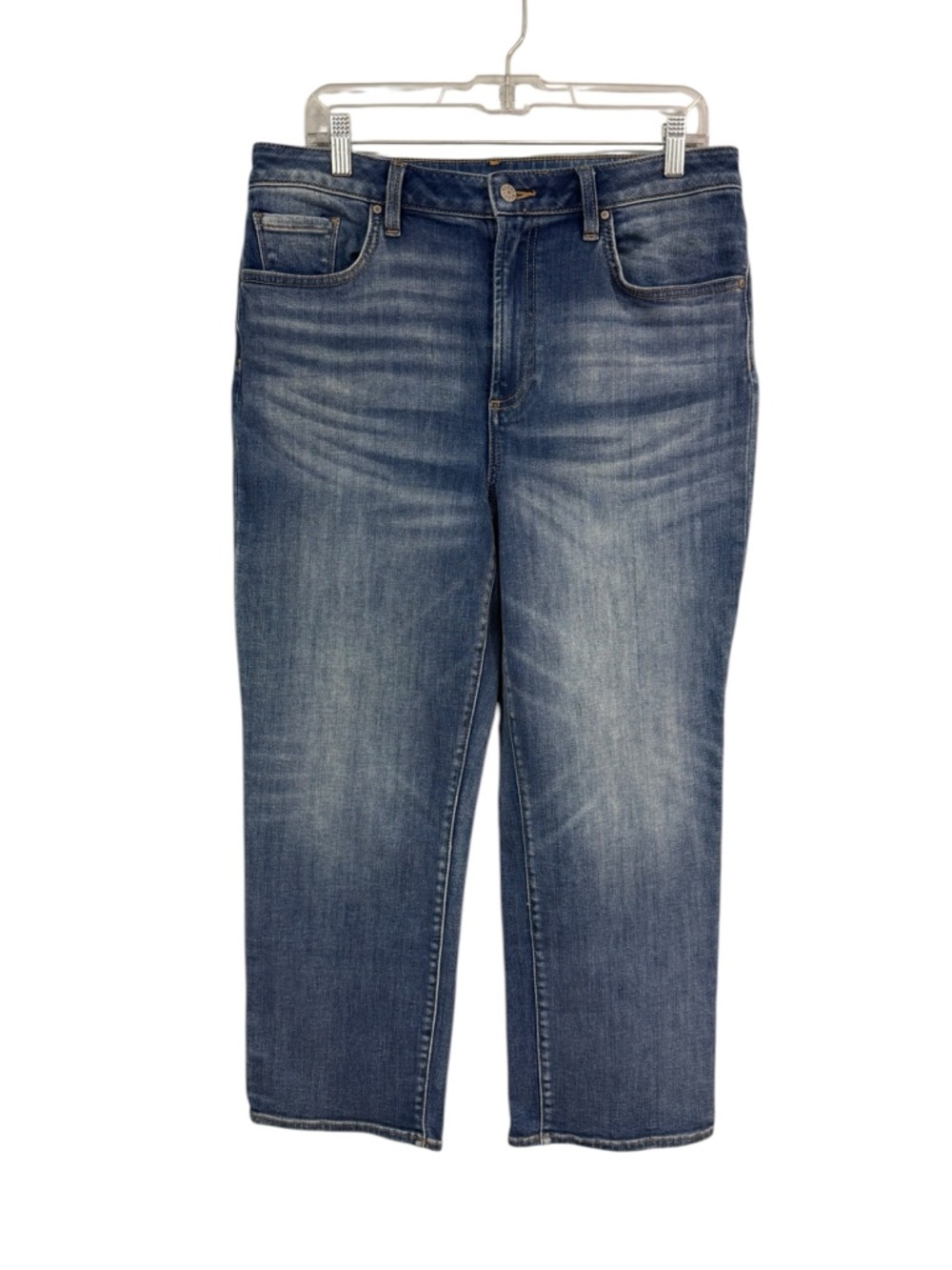 Chico's NEW Women's High Rise Straight Leg Crop Jeans Blue Stretch Size 12